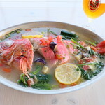 EZO SEAFOODS SUMMER - 一匹金目鯛アクアパッツァ（ランチセット￥4500）。沼津港直送のキンメを、地中海風の調理でいただきます