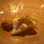 RISTORANTE IL NODO - 山デザート くろもじパンナコッタ モミ新芽 山ぶどう新芽アップ