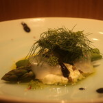 RISTORANTE IL NODO - 小坪漁港のアオリイカ 北海道長谷川さんのグリーンアスパラアップ