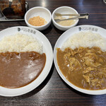 Koko Ichibanya - ポークカレー150g 15辛、豚しゃぶカレー150g、ガーリック、らっきょう