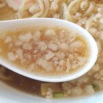 中華ソバ sato - トッピングとしての背脂を入れた後のスープ