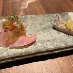 Washoku Shinkuro - 静岡県産金目鯛湯引きと千葉産竹岡太刀魚炙り