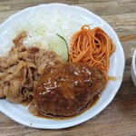 207473008 - ハンバーグと生姜焼き盛り合わせ（1000円）