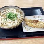 まるいち - ◆ かけうどん(中) ¥340-
            ◆ げそ天 ¥150-