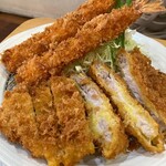 とんかつ直豚 - エビフライ、ロースカツ定食1,580円