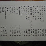 青竹手打ラーメン 日向屋 - メニュー(2013.07)