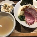 鴨出汁中華蕎麦 麺屋yoshiki - 海老と貝のクリーミー手揉み冷やしつけ麺＋浅利リゾット