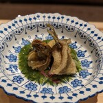 飯倉 からき - 鮎唐揚げ、胡瓜酢