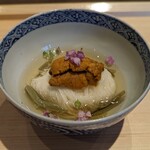 飯倉 からき - 山芋そうめん、小呂島雲丹、蓴菜