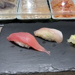 龍寿司 - メジマグロ、縞鯵