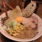 フスマにかけろ 中崎壱丁 中崎商店會1-6-18号ラーメン - らの道MAX：麺eiji＠札幌とのコラボ/麺eiji BUTO～蟹鶏ちょっと豚の味噌sauce和え～(2013/8)