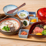 【假日限定午餐】 金枪鱼和鲣鱼的蝾螈黄瓜鲷鱼饭砂锅膳