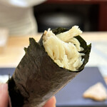 兄弟寿し - 佐渡産 毛蟹手巻き、有明海苔