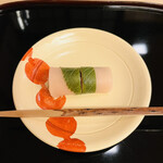 山玄茶 - 和風デザートは関東風 桜餅。私は東京で食べたことがありましたが関西の方々には馴染みが無いみたい。