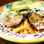 Maccheroni with eggplant and ricotta cheese tomato sauce