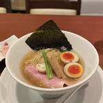 酒肴場 屯 - 山椒白醤油煮干し蕎麦（味玉入り） ¥1000