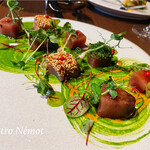 ビストロ ネモ - メジマグロのスパイスマリネ春菊のピュレ