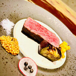 かまど焼 NIKUYOROZU - 原始かまど焼　(特上ロース) 生胡椒 しおづけ マスタード