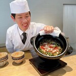 御料理 ふじ田 - お食事：土鍋ご飯（金目鯛と揚げ九条葱）八丈島産2kg金目鯛