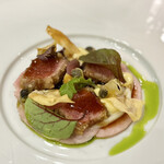 Cortile Spirito Santo - ⑦マグロのレアパン粉揚げ、薄切り牛肉、ケッパフリット、乳化したツナソース