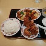 聚香楼 - 酢豚と唐揚げセットご飯大盛り