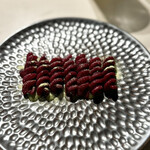 Ristorante Balìce - ⑦ウチワサボテンの実の果汁を発酵させたフジッリと、ウチワサボテンの葉のパウダー