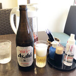 かげん - 中瓶ビール600円。アサヒとキリンが選べます。良く冷えていて、暑い日ののどが潤いました