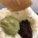 こひる庵 - 玄米茶あんクリームとぜんざいコラボ