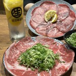 キンキン麦酒とプリっと小腸 近江牛畜産あさひ - 