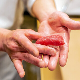 Sushi carefully made by a skilled Sushi chef starts at just 55 yen!