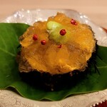 馬車道 大かわ - トウモロコシのすり流しとウニ