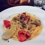 オステリア わび助 - トマトと帆立貝グリルのオイルベースのパスタ