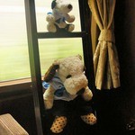 ダイナープレヤデス - ベッドのハシゴを昇り降りしてお遊び。朝食のアナウンスがあったので、食堂車に行くことに・・・