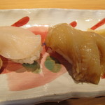 大政 - フカヒレとろ握りとほたてです