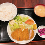 Emmaya - 【2023年05月】えんまや自慢のとんかつ定食＠900円、提供時。