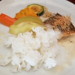 キッチン ブルー グローブ - なのでご飯を乗せます