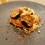 Restaurant OHTAYA - コースのパスタ。ナスとベーコンのトマトソース