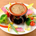 Bagna cauda with colorful vegetables