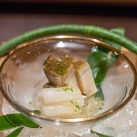 膳司 水光庵 - 2023.6 あわび蒸し煮 白芋茎 あわびジュレ 柚子の香り