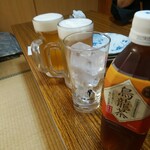 中屋 - 生ビール中、ウーロン茶