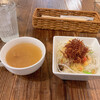 洋食屋ナカムラ - ⑤エビフライ、エビクリームコロッケ、お芋のコロッケセット 税込1435円の大根のサラダと玉ねぎのスープ