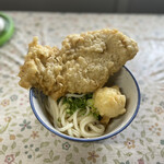 宮川製麺所 - うどん小　冷やし　卵天、とり天トッピング　　520円