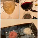 ワインと天ぷら マエヤシキ - ハイボール＆赤ワイン、塩は2種