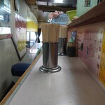 岐阜屋 - 線路側の席は一段低くなっている造りです。