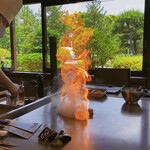 鉄板焼ステーキ 一ッ葉ミヤチク - ファイヤー