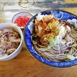 げんき家 - 天ぷらそば半肉煮丼セット（¥500）