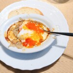 La Brianza - トリュフと玉子のオーブン焼きサマートリュフ。今はサマートリュフでもあまり厚摺りして下さらないけれど、価格高騰のおり大変かとお察しします。いただけることにまず感謝☆☆
