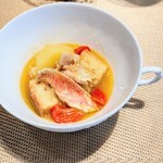 La Brianza - リグーリアのヒメジ使われたズッパディペッシェ。Webの写真で見ていたお料理にご縁いただけて嬉しい♡ヒメジほろっと美味しくてパンにしみたお出しコクトマトの風味もじゃがいもも。とても美味しかった☆