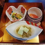 Kasen Kyou Idutsuya - 前菜三種盛り
