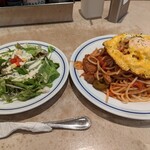 関谷スパゲティ EXPRESS - チーズエッグとプルドポークのトマトソースモーニング
